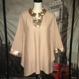 Original Anthony pink gold sequined poncho sweater